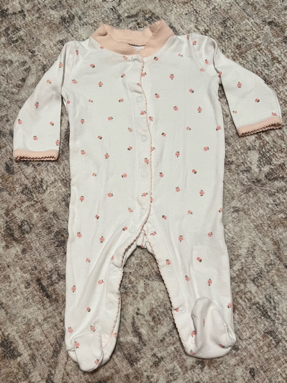 Baby Pink Floral Footed One-Piece Sleeper